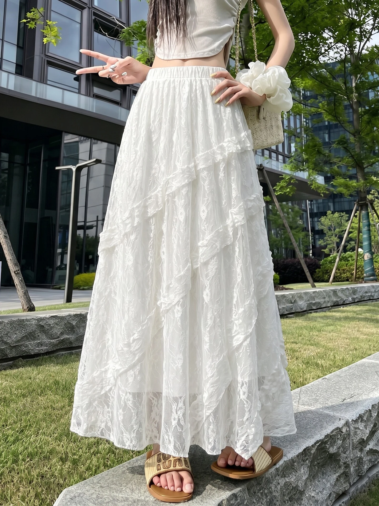 Irregular Lace Tulle Cake Half Skirt Women Summer High Waist Slimming Gored A-Line Umbrella Long Skirt Korean Style Commute
Irregular Lace Tulle Cake Half Skirt Women Summer High Waist Slimming Gored A-Line Umbrella Long Skirt Korean Style Commute