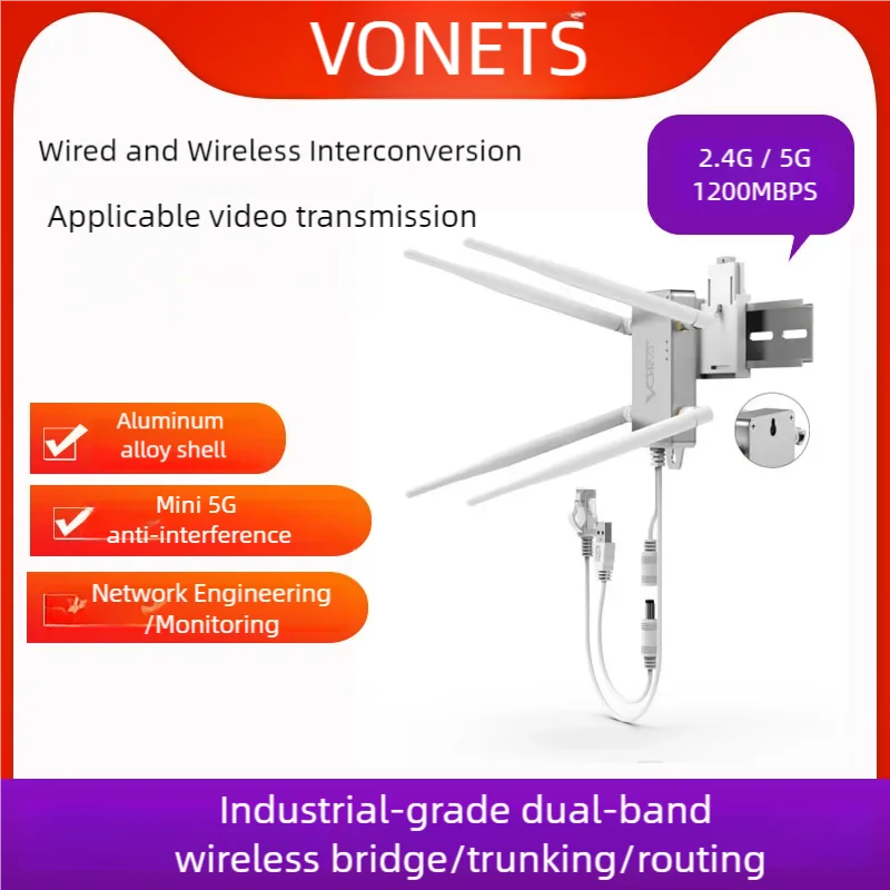 2024 Hot Vonets VBG1200 WiFi repeater dual-band 2.4G/5G router wifi bridge is suitable for video transmission and surveillance v
2024 Hot Vonets VBG1200 WiFi repeater dual-band 2.4G/5G router wifi bridge is suitable for video transmission and surveillance v