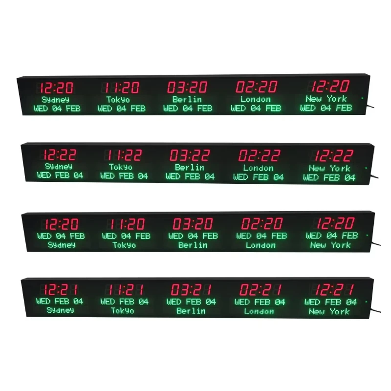 Large Industrial Digital LED World Time Zone Calendar Clock Multifunction Timer Aluminum Structure Wall Mounted Red/Green
Large Industrial Digital LED World Time Zone Calendar Clock Multifunction Timer Aluminum Structure Wall Mounted Red/Green