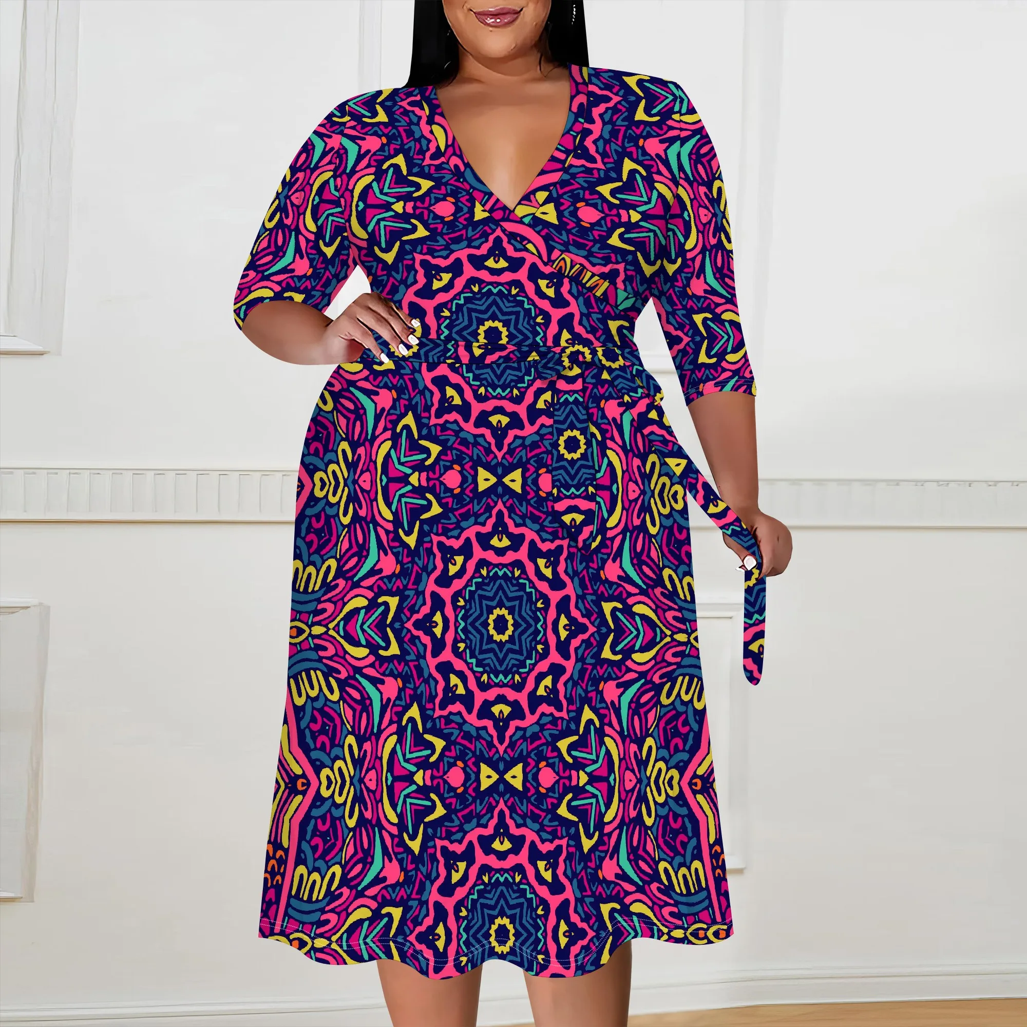 Plus Size African Print Midi Dress – Colorful Festival V-Neck Fit & Flare Dress XL-6XL
Plus Size African Print Midi Dress – Colorful Festival V-Neck Fit & Flare Dress XL-6XL