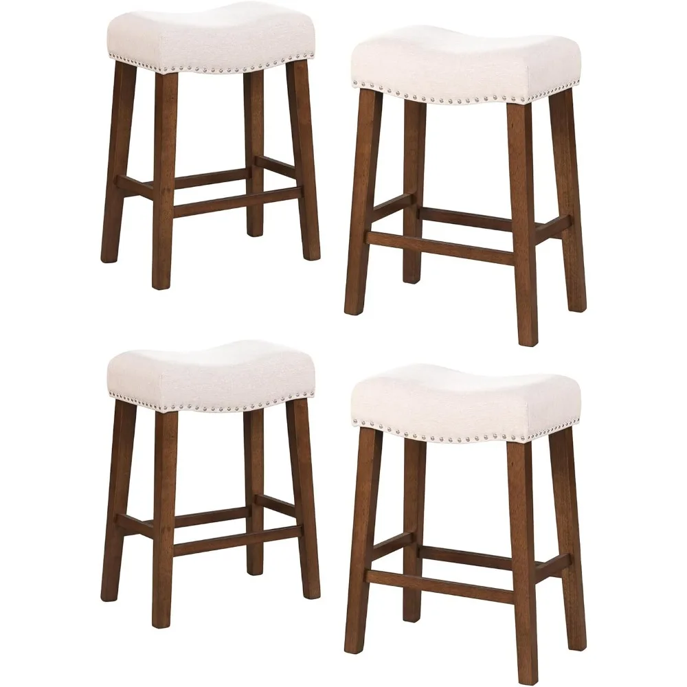 26" Counter Height Bar Stools - Modern Backless Kitchen Island Saddle Barstools Chairs with Footrest, Solid Wood Legs & Nailhead
26" Counter Height Bar Stools - Modern Backless Kitchen Island Saddle Barstools Chairs with Footrest, Solid Wood Legs & Nailhead