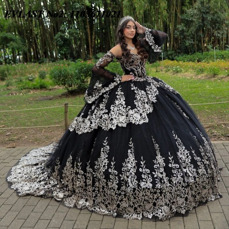 EVLAST Customized Princess Black Qinceanera Dress Ball Gown Gold Lace Applique Beading Bow Sweet 16 Vestidos 15 Anos E2QA323
EVLAST Customized Princess Black Qinceanera Dress Ball Gown Gold Lace Applique Beading Bow Sweet 16 Vestidos 15 Anos E2QA323