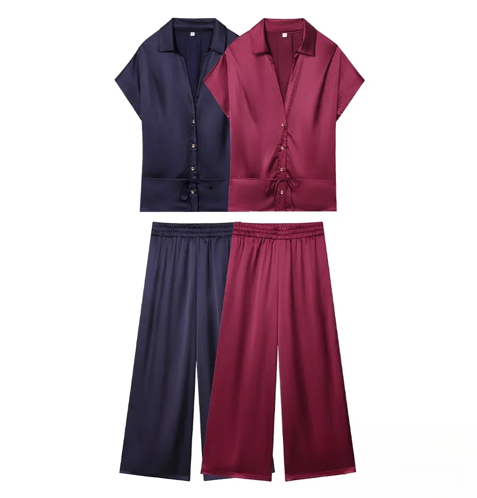 KONDALA женский осенний элегантный атласный комплект брюк, рубашки на шнуровке с пуговицами, широкие длинные брюки, весна-лето 2024, модный повседневный женский комплект
KONDALA женский осенний элегантный атласный комплект брюк, рубашки на шнуровке с пуговицами, широкие длинные брюки, весна-лето 2024, модный повседневный женский комплект