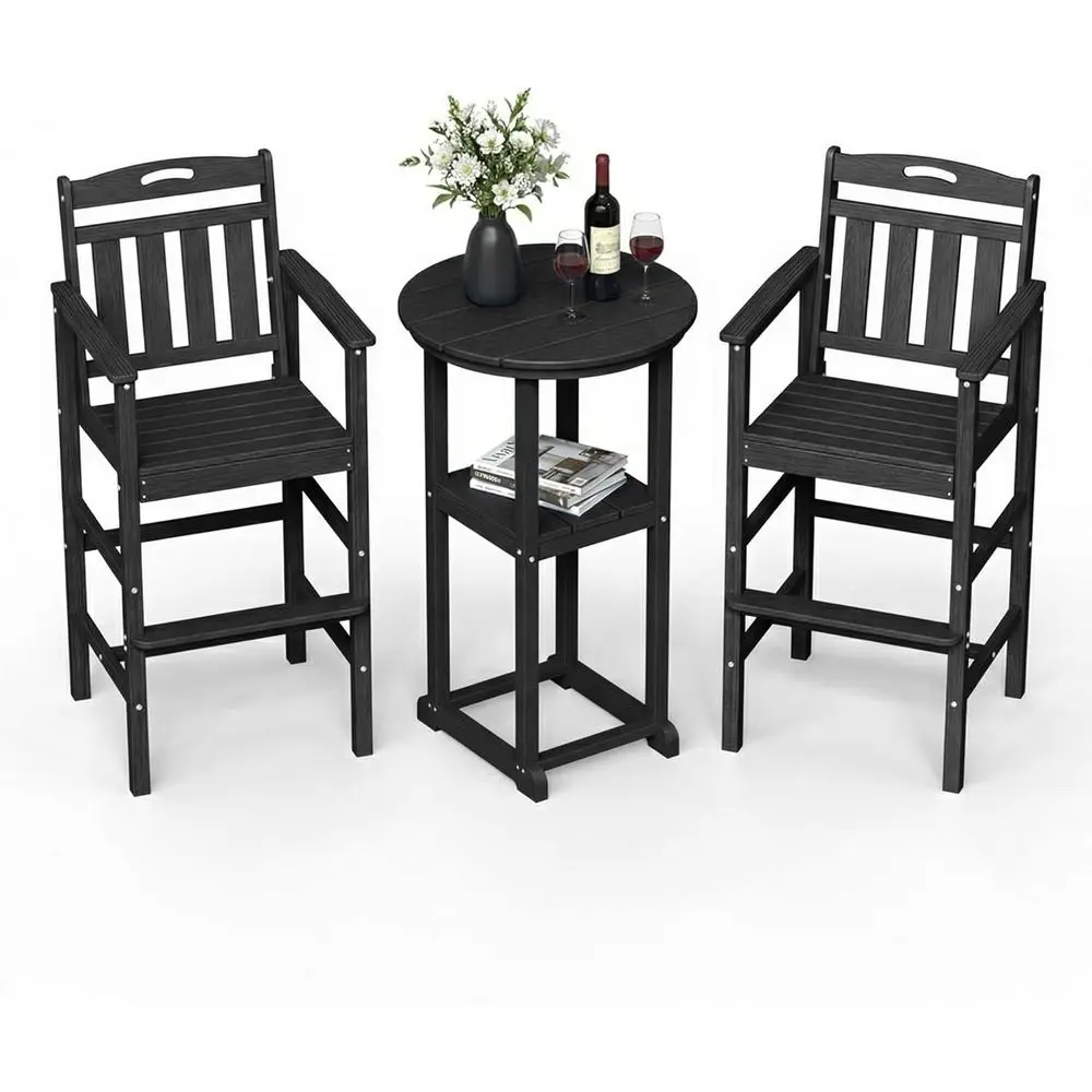 Space-Saving Outdoor 3-Piece Bar Set with Storage, Weather-Resistant Bistro Table and Chairs, Compact Deck Furniture, Black
Space-Saving Outdoor 3-Piece Bar Set with Storage, Weather-Resistant Bistro Table and Chairs, Compact Deck Furniture, Black