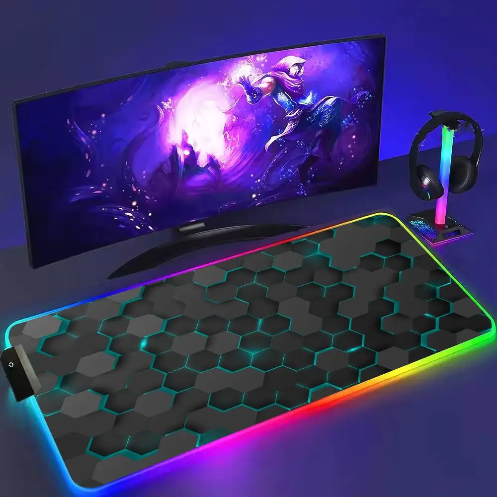 Hexagonal 3D geometry Mouse Pad LED Light E-sports Mousepad RGB Keyboard Cover Colorful MousePad XL Computer Gamer Glow Desk Mat
Hexagonal 3D geometry Mouse Pad LED Light E-sports Mousepad RGB Keyboard Cover Colorful MousePad XL Computer Gamer Glow Desk Mat