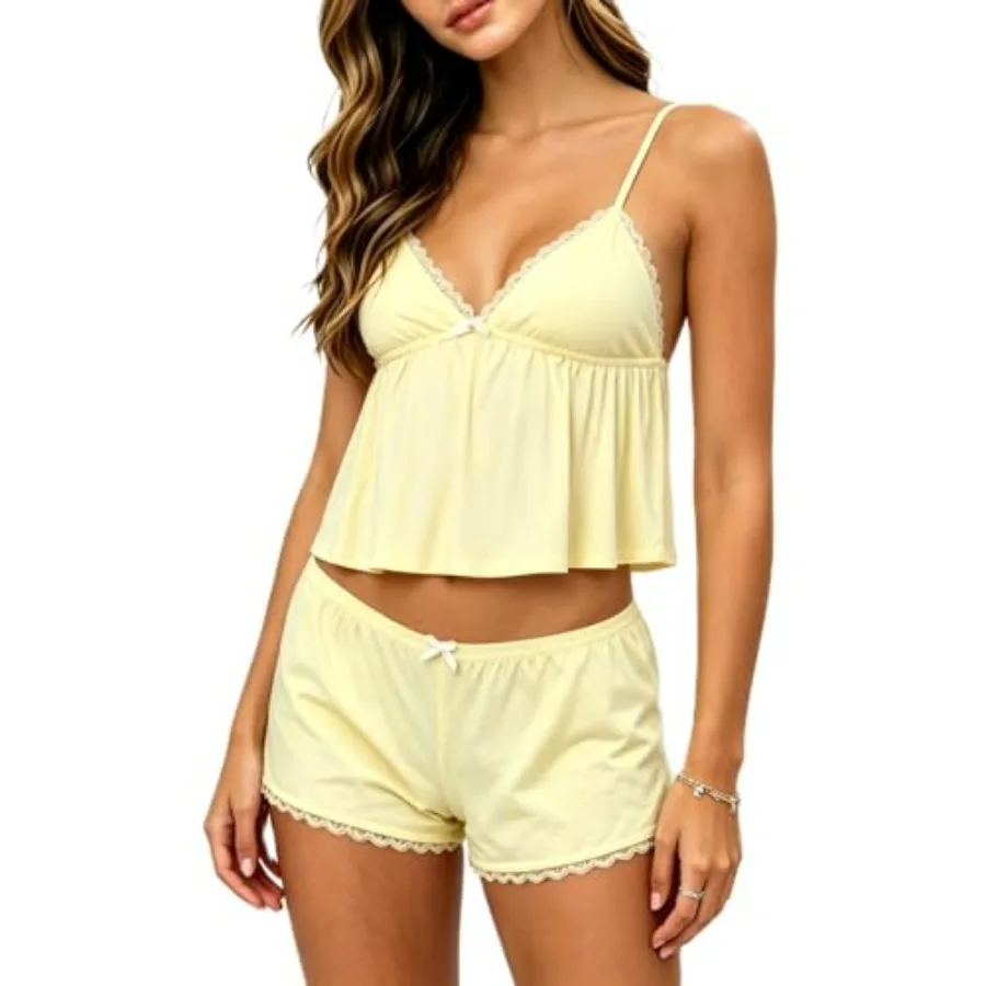 XBTCLXEBCO Lace Pajama Sets for Women 2 Pcs Sexy Sleeveless Cami Tank Top and Shorts Pj Set Y2K Matching Lounge Sleepwear
XBTCLXEBCO Lace Pajama Sets for Women 2 Pcs Sexy Sleeveless Cami Tank Top and Shorts Pj Set Y2K Matching Lounge Sleepwear