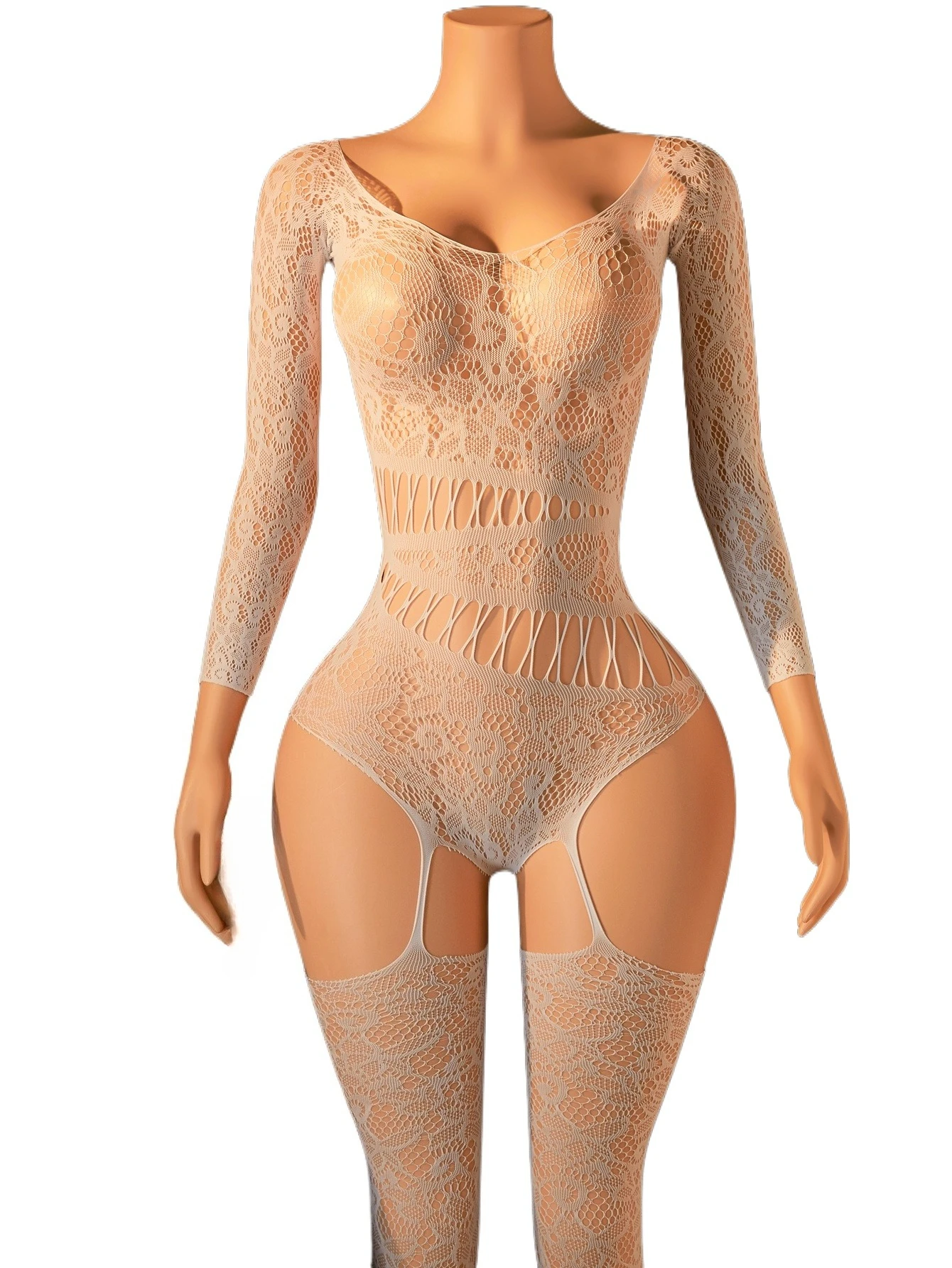 Women's Sexy Lingerie Hollow Out Lace Teddy Bodysuit Long Sleeve Sheer Lingerie with Cutout Waist & Garter Straps Nightclub Wear
Women's Sexy Lingerie Hollow Out Lace Teddy Bodysuit Long Sleeve Sheer Lingerie with Cutout Waist & Garter Straps Nightclub Wear