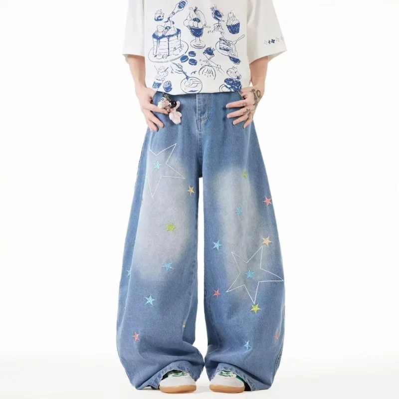 American Style High Street Star Embroidery Jeans Men Baggy Wide Leg Fashion Trend Summer Straight Denim Trousers
American Style High Street Star Embroidery Jeans Men Baggy Wide Leg Fashion Trend Summer Straight Denim Trousers