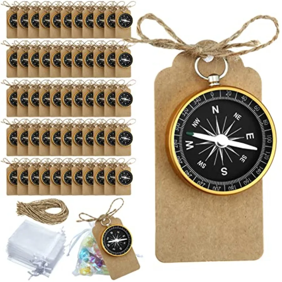 50 Set/200 Pcs Bulk Compass Wedding Favors Set for Guests Mini Compass Souvenir Nautical Gifts with Kraft Tag and White Drawstr
50 Set/200 Pcs Bulk Compass Wedding Favors Set for Guests Mini Compass Souvenir Nautical Gifts with Kraft Tag and White Drawstr