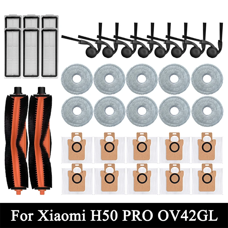 For Xiaomi H50 PRO / OV42GL Robot Vacuum Cleaner Accessories Main Side Brush HEPA Filter Mop Cloths Dust Bag Spare Parts
For Xiaomi H50 PRO / OV42GL Robot Vacuum Cleaner Accessories Main Side Brush HEPA Filter Mop Cloths Dust Bag Spare Parts