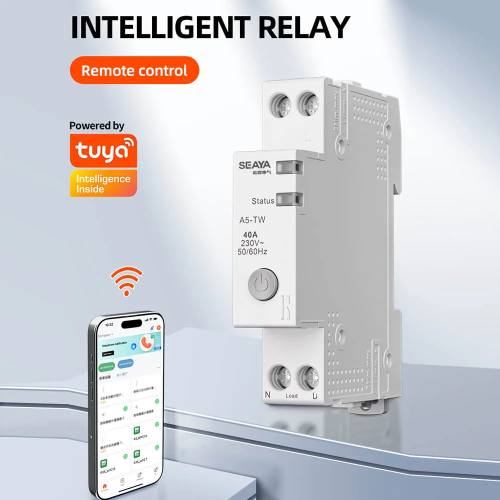SEAYA TUYA WIFI Smart Circuit Breaker Smart Switch 1P+N 63A Wireless Remote Control Din Rail For Smart Home By Google APP
SEAYA TUYA WIFI Smart Circuit Breaker Smart Switch 1P+N 63A Wireless Remote Control Din Rail For Smart Home By Google APP