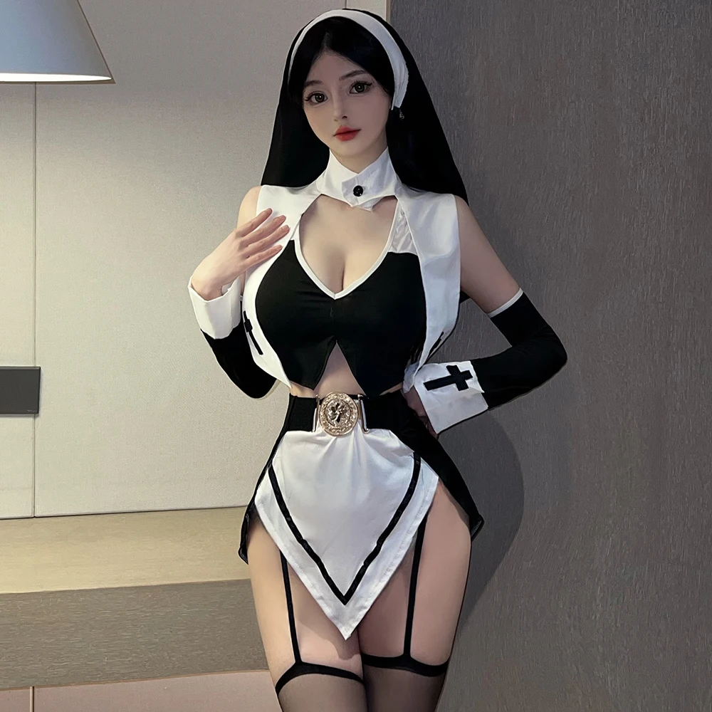 Сексуальный костюм монахини для косплея, юбка с перекрестным верхом, наряд горничной, нижнее белье для ролевых игр, костюмы на Хэллоуин
Сексуальный костюм монахини для косплея, юбка с перекрестным верхом, наряд горничной, нижнее белье для ролевых игр, костюмы на Хэллоуин