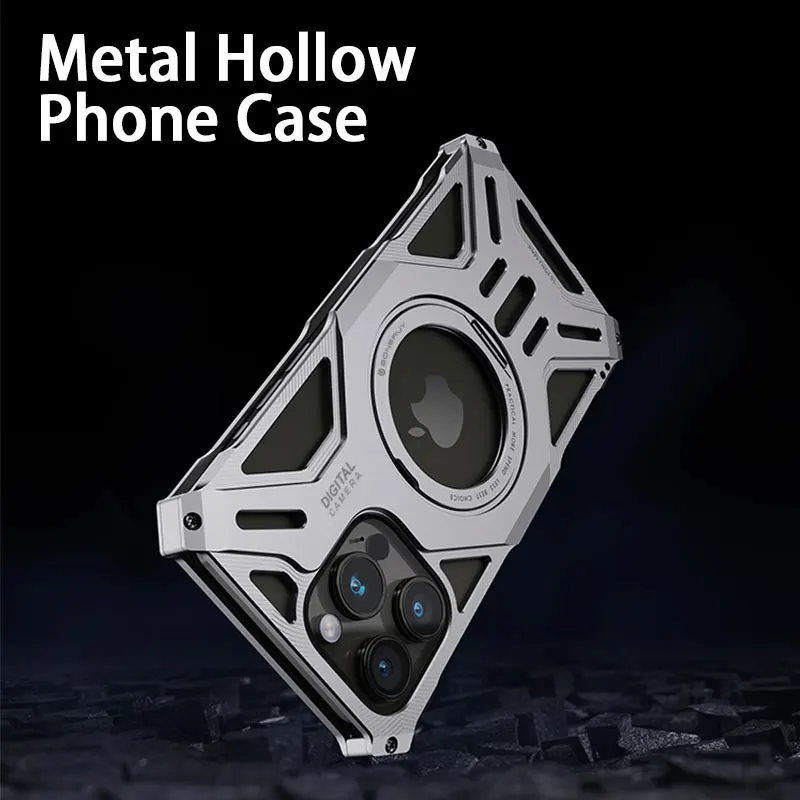 Metal Hollow Heat Dissipation Phone Case For Iphone 13 14 15 16 Pro Max Plus Magnetic Aluminum Stand Cover For Iphon 16 Promax F
Metal Hollow Heat Dissipation Phone Case For Iphone 13 14 15 16 Pro Max Plus Magnetic Aluminum Stand Cover For Iphon 16 Promax F