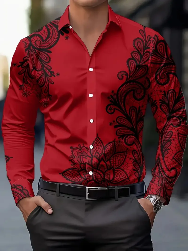 Мужская модная красная рубашка в полоску с 3D принтом, повседневная рубашка с длинными рукавами и пуговицами, весенняя модная рубашка, рубашка с принтом
Мужская модная красная рубашка в полоску с 3D принтом, повседневная рубашка с длинными рукавами и пуговицами, весенняя модная рубашка, рубашка с принтом