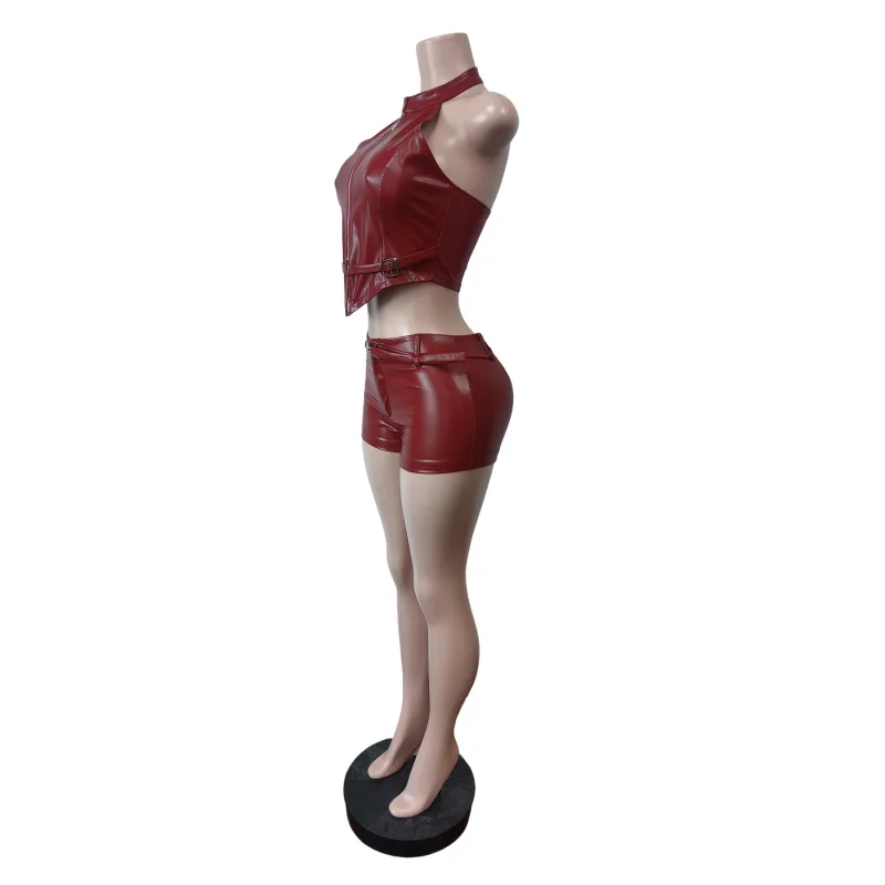 2026 Belt PU Leather 2 Piece Set Women Sexy Zip Halter Tank Top+Shorts Hipster Skinny Midnight Luxury Clubwear Outfits
2026 Belt PU Leather 2 Piece Set Women Sexy Zip Halter Tank Top+Shorts Hipster Skinny Midnight Luxury Clubwear Outfits
