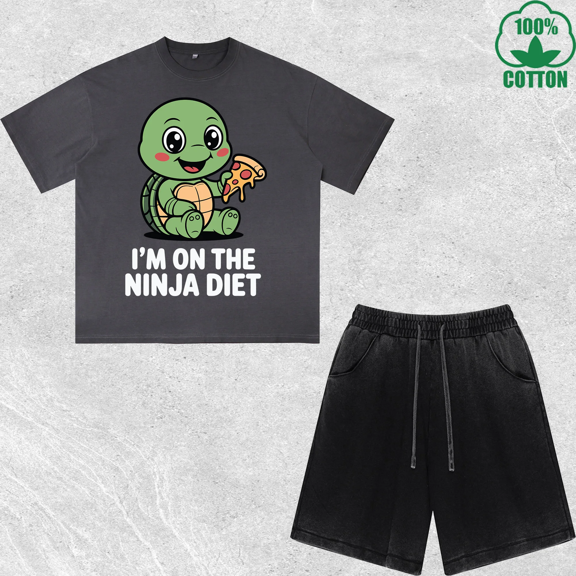 Ninja Diet Printed Dirty Wash T-Shirt Shorts Set Multicolor Combo Loose Trendy Fashionable 100%Cotton
Ninja Diet Printed Dirty Wash T-Shirt Shorts Set Multicolor Combo Loose Trendy Fashionable 100%Cotton