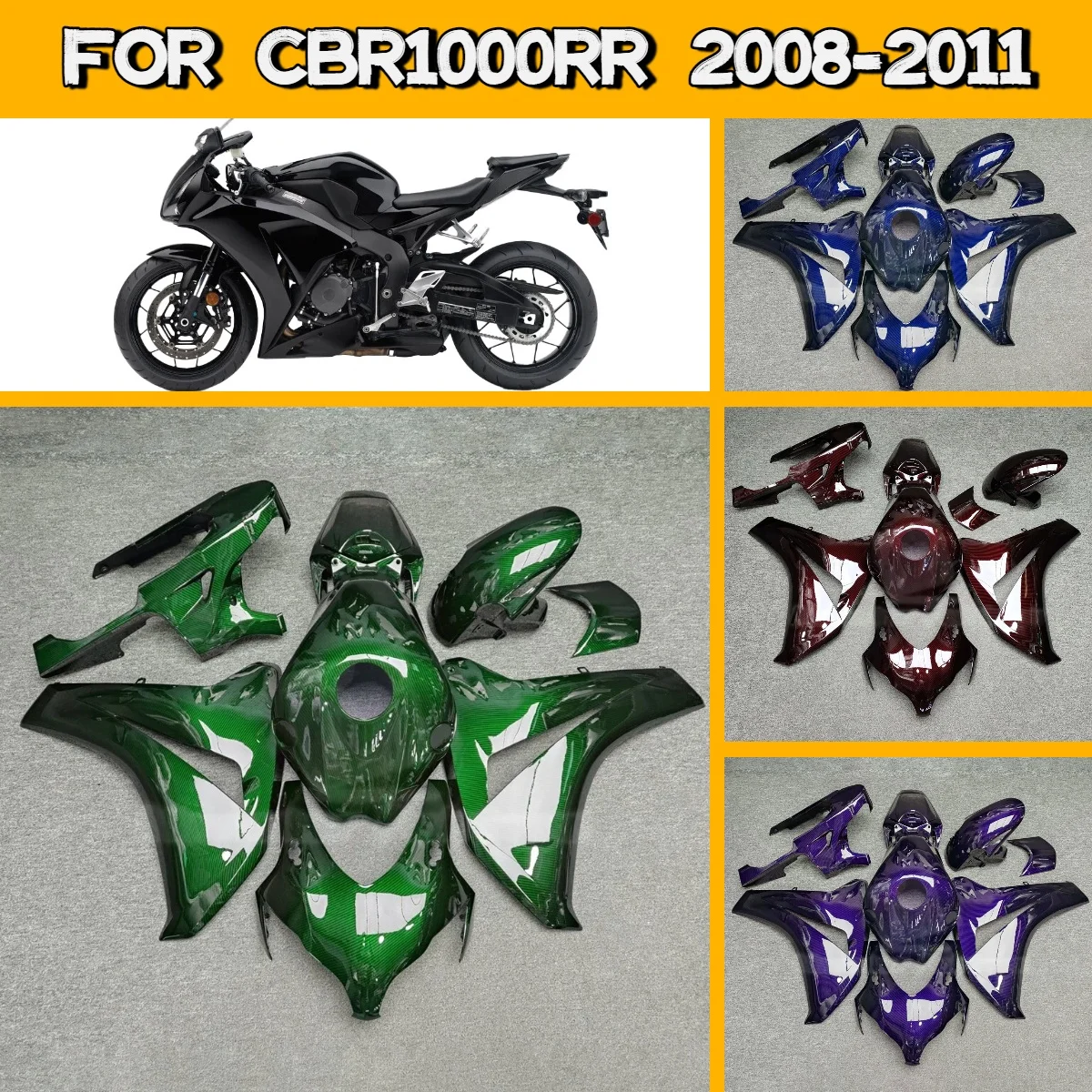 Комплект пластиковых обтекателей (обвесов) для Honda CBR 1000RR 2008-2011 годов, индивидуальная окраска, стиль 08-11, неоригинальный комплект панелей обтекателей CBR1000RR
Комплект пластиковых обтекателей (обвесов) для Honda CBR 1000RR 2008-2011 годов, индивидуальная окраска, стиль 08-11, неоригинальный комплект панелей обтекателей CBR1000RR