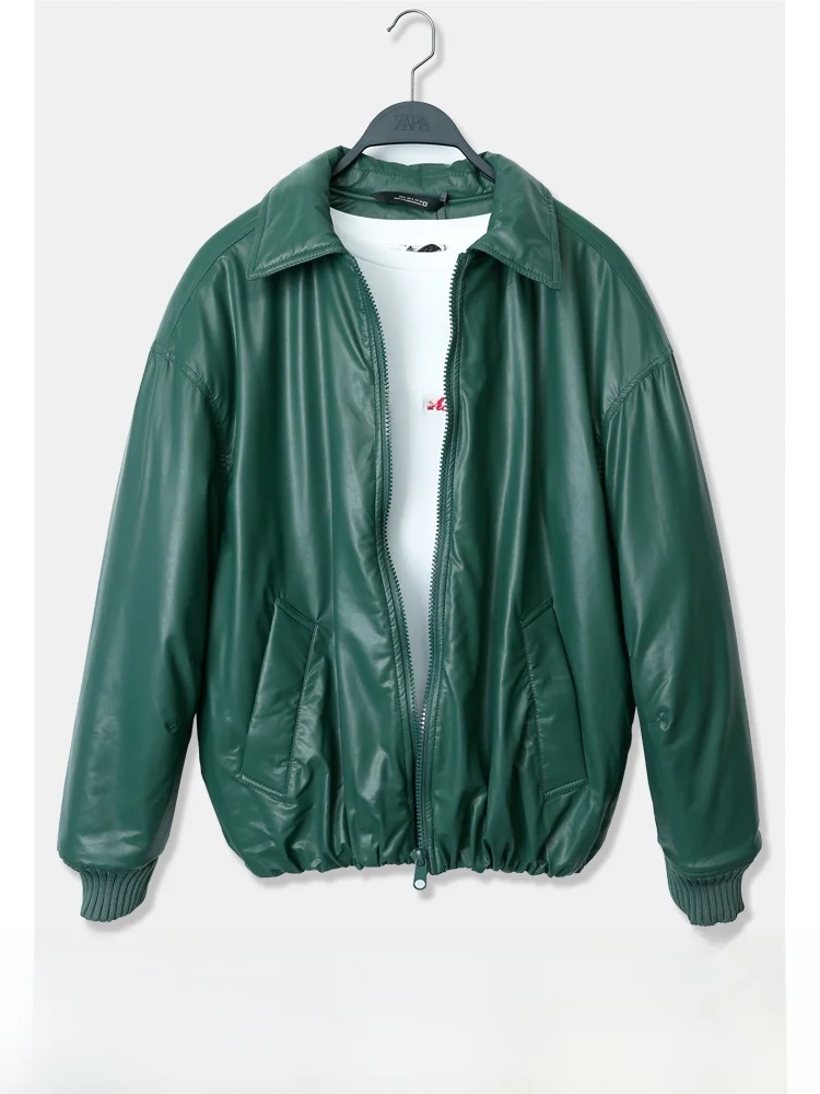 Мужская свободная куртка из искусственной кожи с хлопковым воротником-стойкой, верхняя одежда на осень-зиму, молодежная модная застежка-молния
Мужская свободная куртка из искусственной кожи с хлопковым воротником-стойкой, верхняя одежда на осень-зиму, молодежная модная застежка-молния