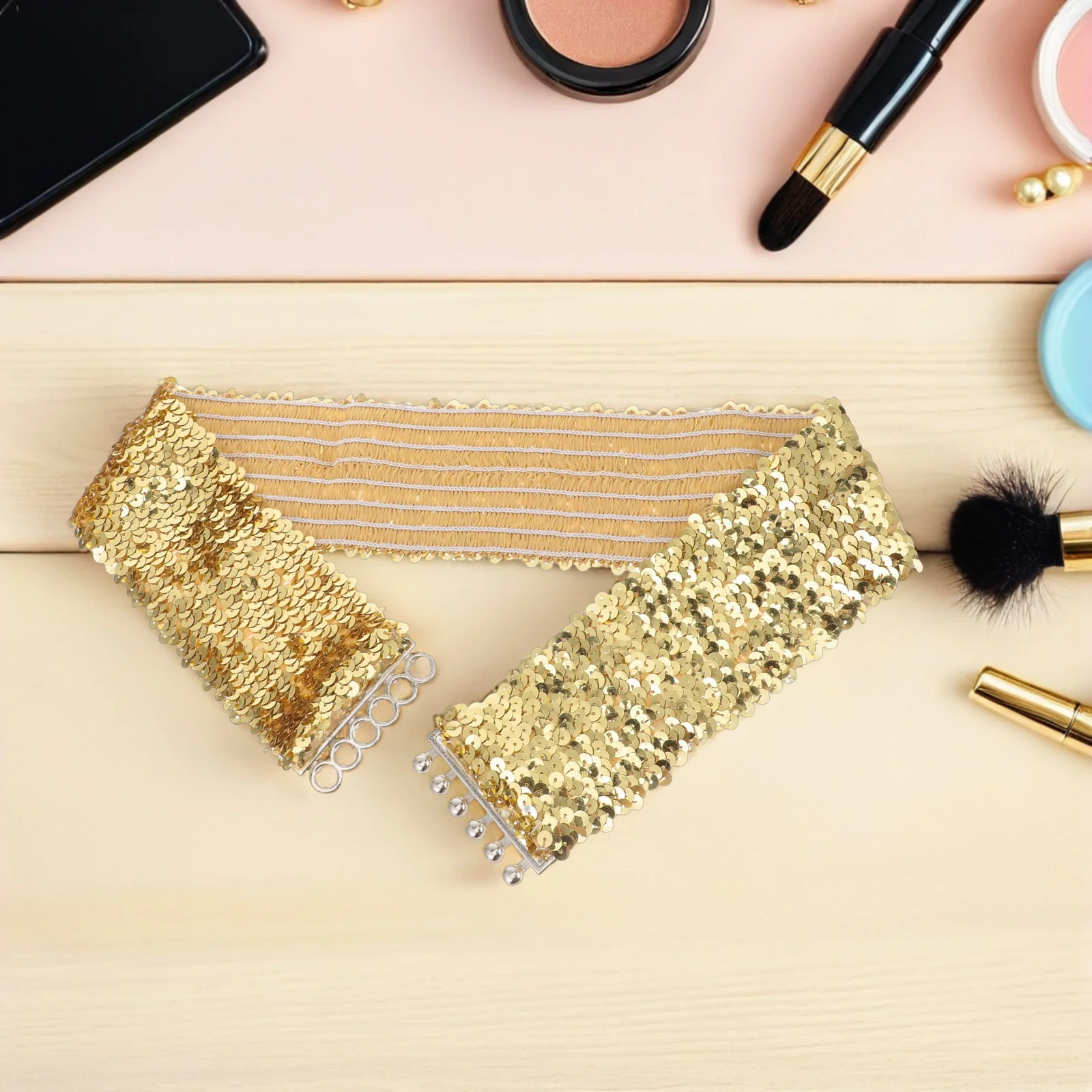 2Pcs Shiny Gold Wide Elastic Waistband Women Corset Belt Sequins Decor Dress Decoration Party Dance Accessory Dress Decoration
2Pcs Shiny Gold Wide Elastic Waistband Women Corset Belt Sequins Decor Dress Decoration Party Dance Accessory Dress Decoration