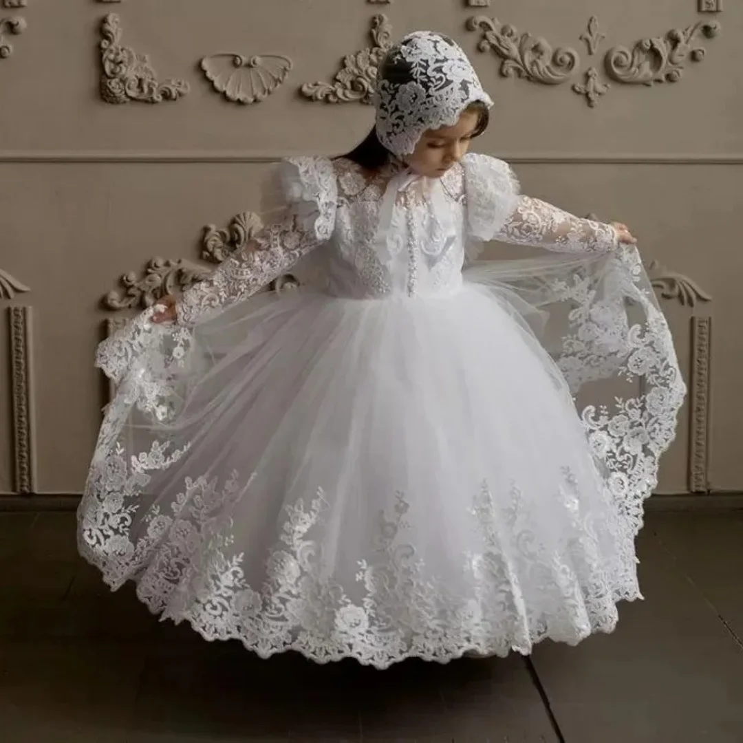 White Flower Girl Dresses for Wedding Lace Appliques Beaded Baby Girl Birthday Party Gowns First Communion Gowns Customized
White Flower Girl Dresses for Wedding Lace Appliques Beaded Baby Girl Birthday Party Gowns First Communion Gowns Customized