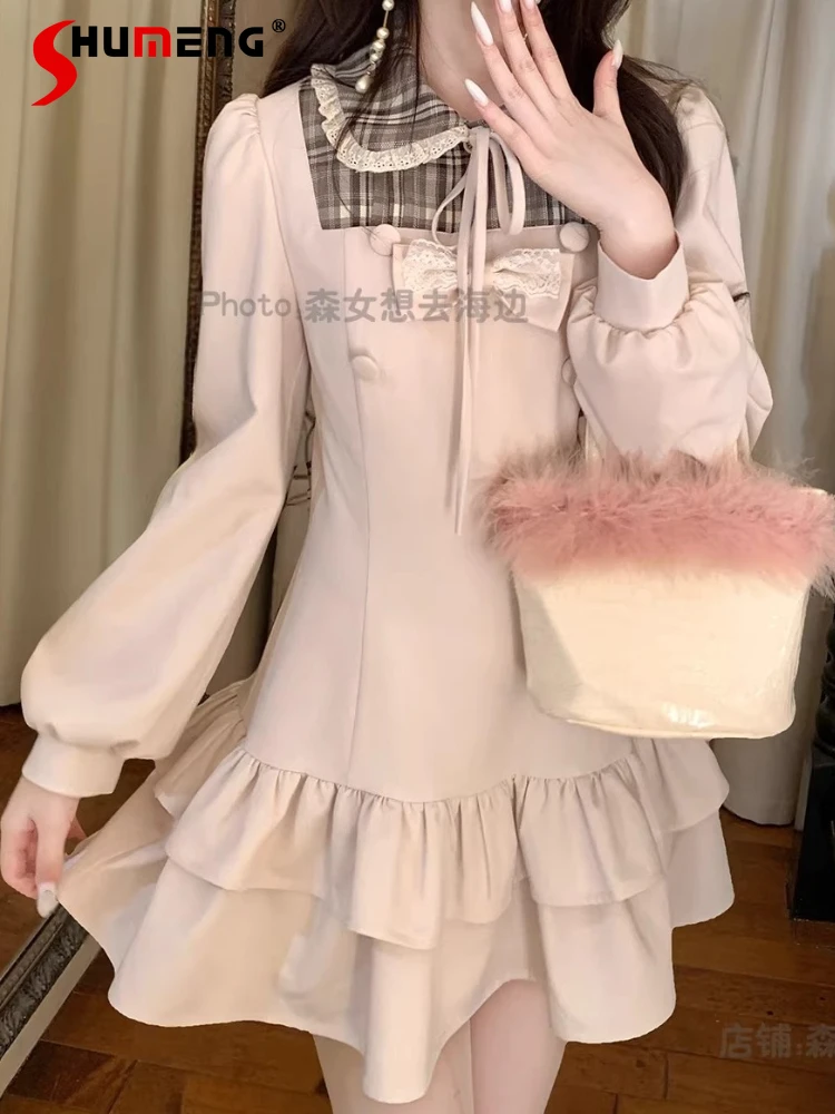 2026 Spring Original Japanese Style Elegant Sweet Girl Plaid Doll Collar Lace-up Bow Long Sleeve Slim Fit Short Dress for Women
2026 Spring Original Japanese Style Elegant Sweet Girl Plaid Doll Collar Lace-up Bow Long Sleeve Slim Fit Short Dress for Women