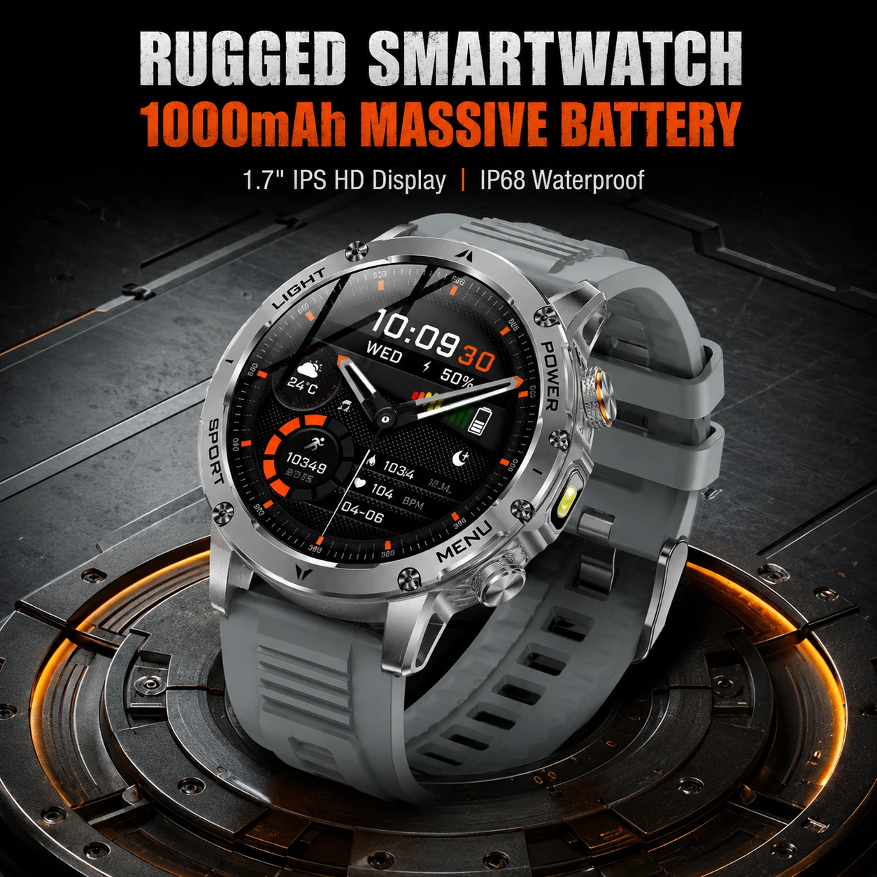 Mens Military Smart Watch 1000mAh Battery LED Flashlight Compass Heart Rate 120 Sports Modes IP68 Waterproof Bluetooth Call
Mens Military Smart Watch 1000mAh Battery LED Flashlight Compass Heart Rate 120 Sports Modes IP68 Waterproof Bluetooth Call