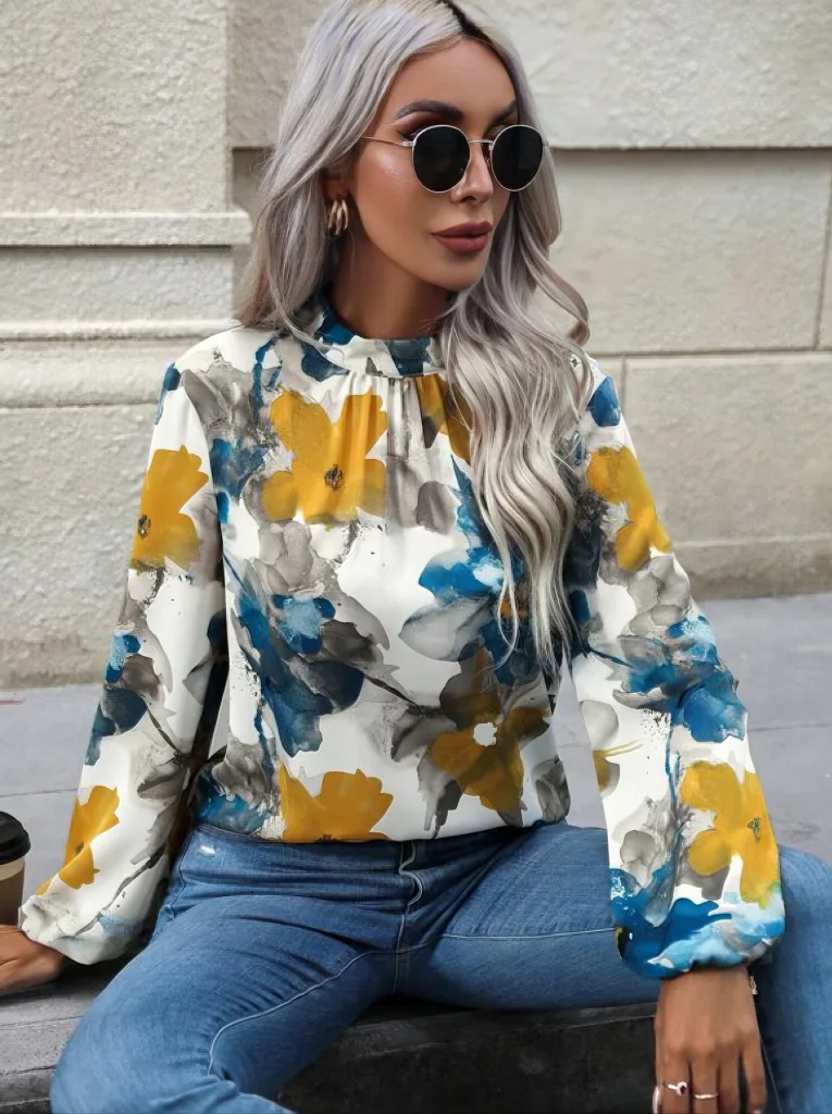T-shirt For Women 2025 Spring Autumn New Floral Print Long Sleeve Tees O-Neck Casual Fashion Elegant Daily Female's Pullover Top
T-shirt For Women 2025 Spring Autumn New Floral Print Long Sleeve Tees O-Neck Casual Fashion Elegant Daily Female's Pullover Top