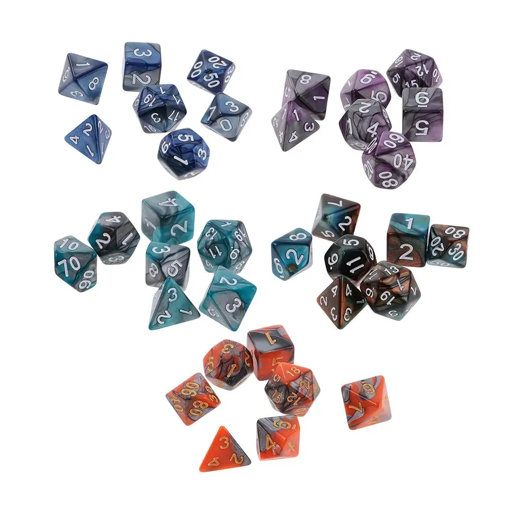 35 шт. акриловые 7-гранные многогранные игральные кости D4-D20 для D&D Dungeons Dragons
35 шт. акриловые 7-гранные многогранные игральные кости D4-D20 для D&D Dungeons Dragons