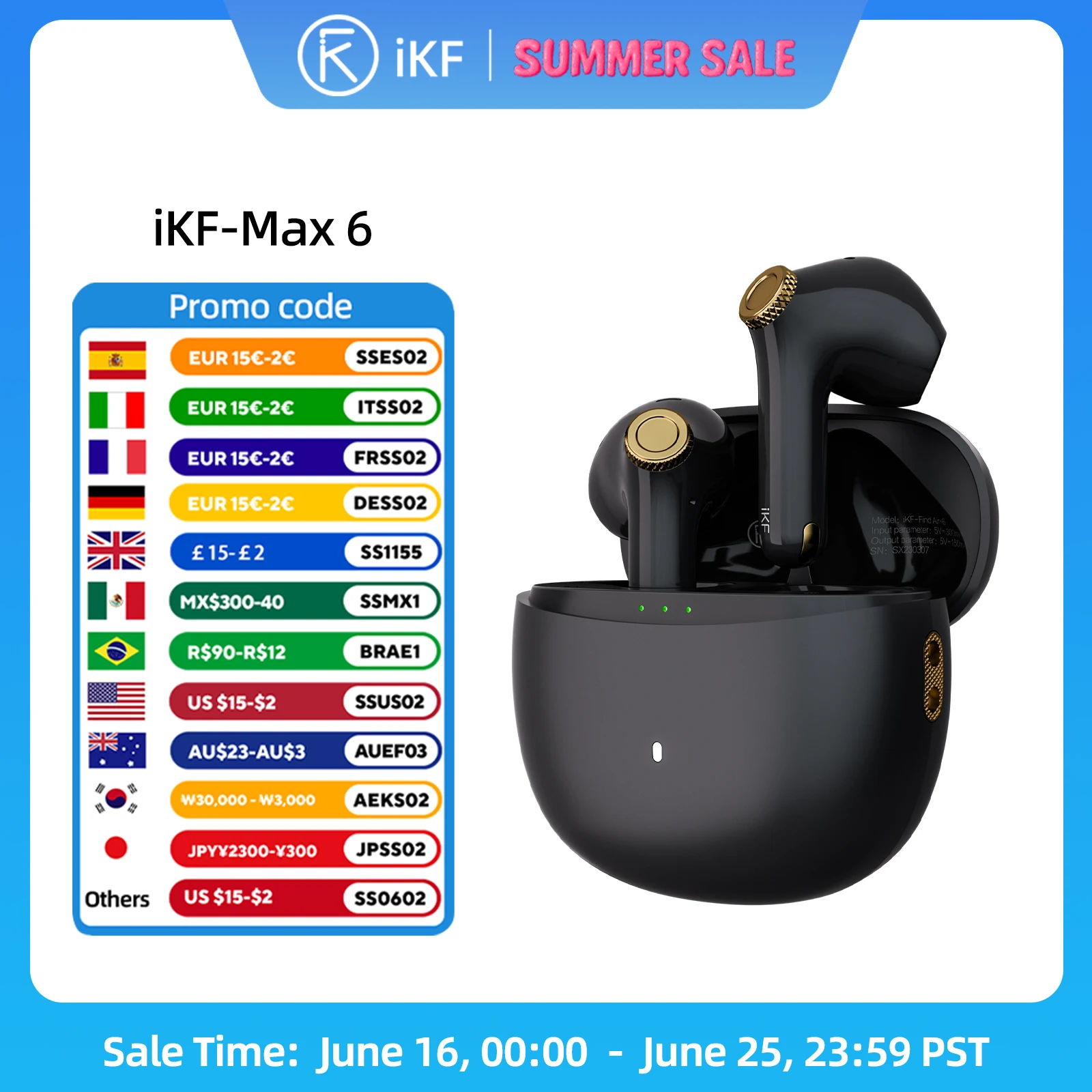 iKF-Find Max6 Wireless Earbuds Adaptive Noise Cancelling Bluetooth Earphone 6 Mic CVC Call Noise Cancellation Qualcomm Aptx/AAC
iKF-Find Max6 Wireless Earbuds Adaptive Noise Cancelling Bluetooth Earphone 6 Mic CVC Call Noise Cancellation Qualcomm Aptx/AAC