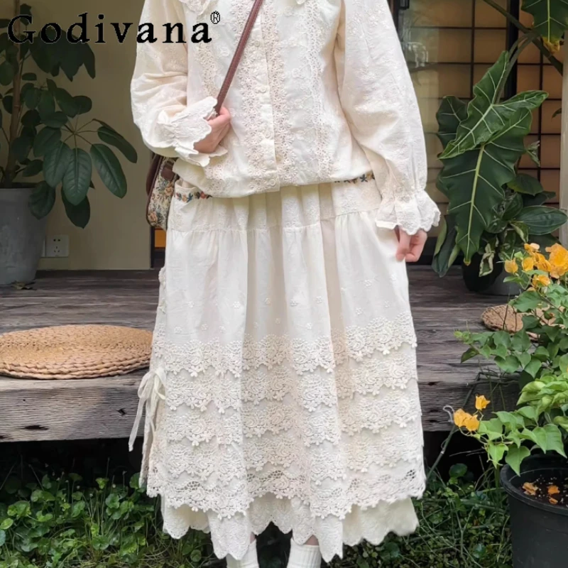 Spring Summer Elegant Japanese Heavy Industry Lace White A-line Skirt Fashion Elastic Waist Versatile Embroidered Fairy Skirts
Spring Summer Elegant Japanese Heavy Industry Lace White A-line Skirt Fashion Elastic Waist Versatile Embroidered Fairy Skirts