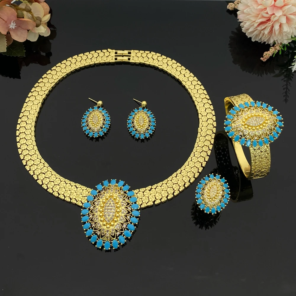 Flora Luxury Zircon Copper Plated Jewelry Set - 4Pcs Christmas Gift for Women, Trendy Party Wedding Jewelry with Gift Packaging
Flora Luxury Zircon Copper Plated Jewelry Set - 4Pcs Christmas Gift for Women, Trendy Party Wedding Jewelry with Gift Packaging
