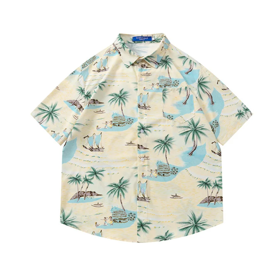 Men's Coconut Tree Beach Print Short Sleeve Shirt Hawaiian Vacation Loose Fit Casual Blouse Single-Breasted Summer Resort Shirt
Men's Coconut Tree Beach Print Short Sleeve Shirt Hawaiian Vacation Loose Fit Casual Blouse Single-Breasted Summer Resort Shirt
