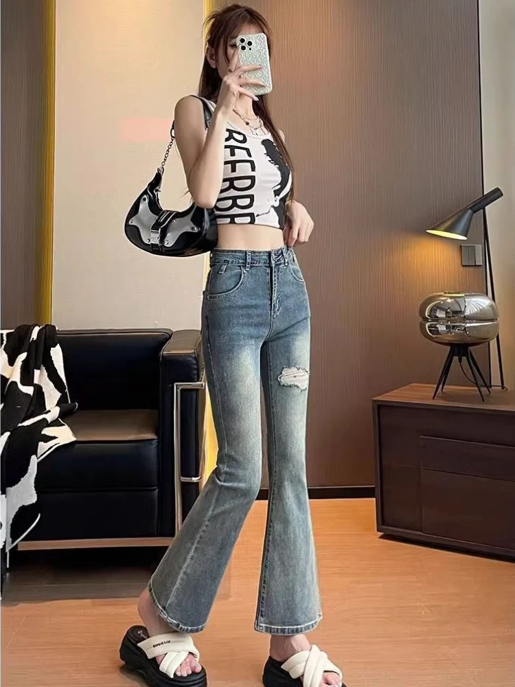 Women's Vintage Ripped Bootcut Jeans Summer Thin Lightweight High-Waisted Petite 2026 New Style Nostalgic Horse-Hoof Flare
Women's Vintage Ripped Bootcut Jeans Summer Thin Lightweight High-Waisted Petite 2026 New Style Nostalgic Horse-Hoof Flare