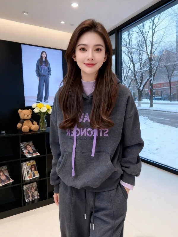 plus Size Women's Hoodie Sweatirt Fce Lined Loose Fit Overhead Spring New Sle Slimming Effect Korean Sle Long Sve
plus Size Women's Hoodie Sweatirt Fce Lined Loose Fit Overhead Spring New Sle Slimming Effect Korean Sle Long Sve