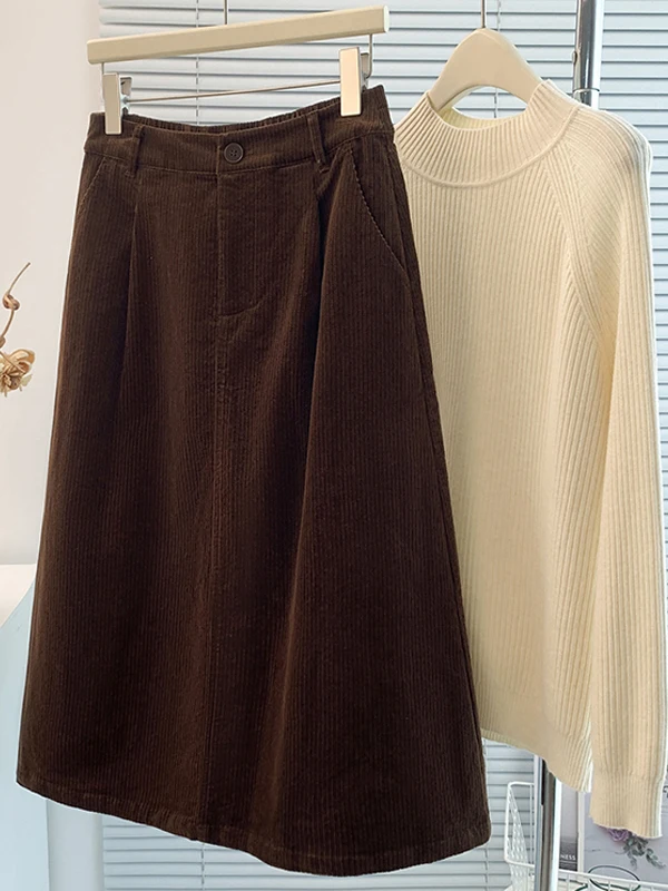 Ele High Waist Corduroy A-Line Skirt Women's Autumn Winter New Sle Casual Loose Fit Texture Sensation f-length Skirt
Ele High Waist Corduroy A-Line Skirt Women's Autumn Winter New Sle Casual Loose Fit Texture Sensation f-length Skirt