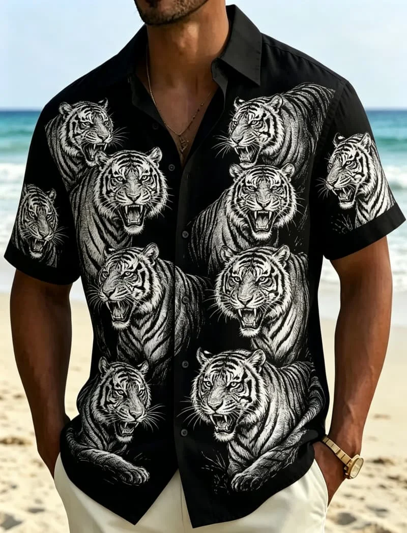 Bold Monochrome Wild Animal Print Short Sleeve Shirt Casual Button Up For Men Daily Wear With Rugged And Regal Charm
Bold Monochrome Wild Animal Print Short Sleeve Shirt Casual Button Up For Men Daily Wear With Rugged And Regal Charm