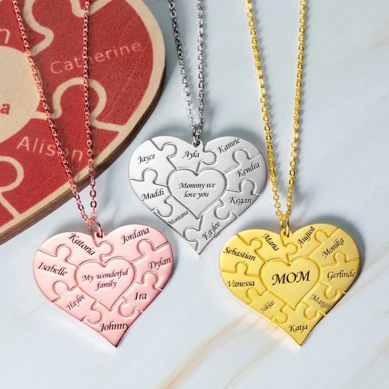 Personalized Heart Puzzle Name Necklace Family Friendship Mother Day Love Gift Best Friends BFF Necklace Engraved 1-12 Name
Personalized Heart Puzzle Name Necklace Family Friendship Mother Day Love Gift Best Friends BFF Necklace Engraved 1-12 Name