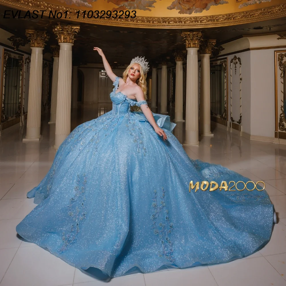 EVLAST Customized Sparkly 2025 Sky Blue Quinceanera Dress Ball Gown Lace Applique Beading Bow Sweet 16 Vestido De 15 Anos E1Q105
EVLAST Customized Sparkly 2025 Sky Blue Quinceanera Dress Ball Gown Lace Applique Beading Bow Sweet 16 Vestido De 15 Anos E1Q105