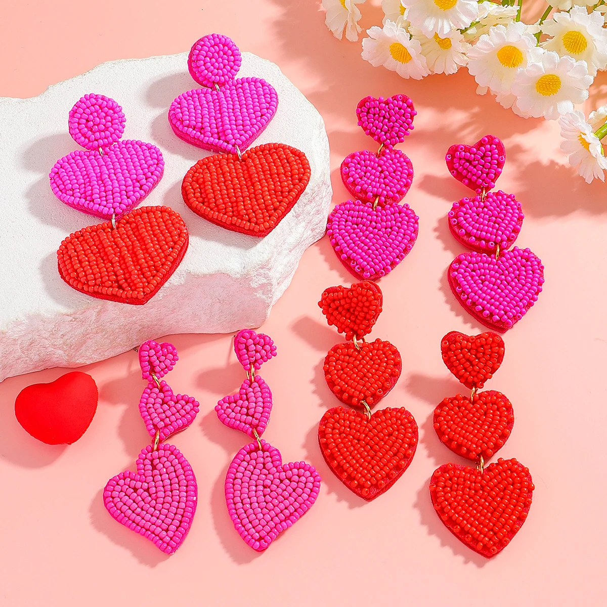European And American Valentine's Day Handmade Red Heart Earrings For Women Big Bohemian Beaded Earrings Trendy Jewelry Gifts
European And American Valentine's Day Handmade Red Heart Earrings For Women Big Bohemian Beaded Earrings Trendy Jewelry Gifts