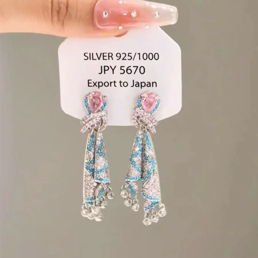High-grade Minority Style Pink Rhinestone Blue Skirt Earrings Holiday Style Earrings For Women Exquisite Earrings Accessory
High-grade Minority Style Pink Rhinestone Blue Skirt Earrings Holiday Style Earrings For Women Exquisite Earrings Accessory