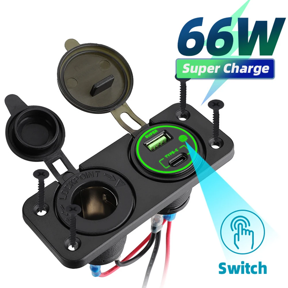12V/24V 66W QC3.0 Dual USB Charger Socket Panel with Touch switch,Waterproof Cigarette Lighter Splitter for Cars, RVs, Boats, Cr
12V/24V 66W QC3.0 Dual USB Charger Socket Panel with Touch switch,Waterproof Cigarette Lighter Splitter for Cars, RVs, Boats, Cr