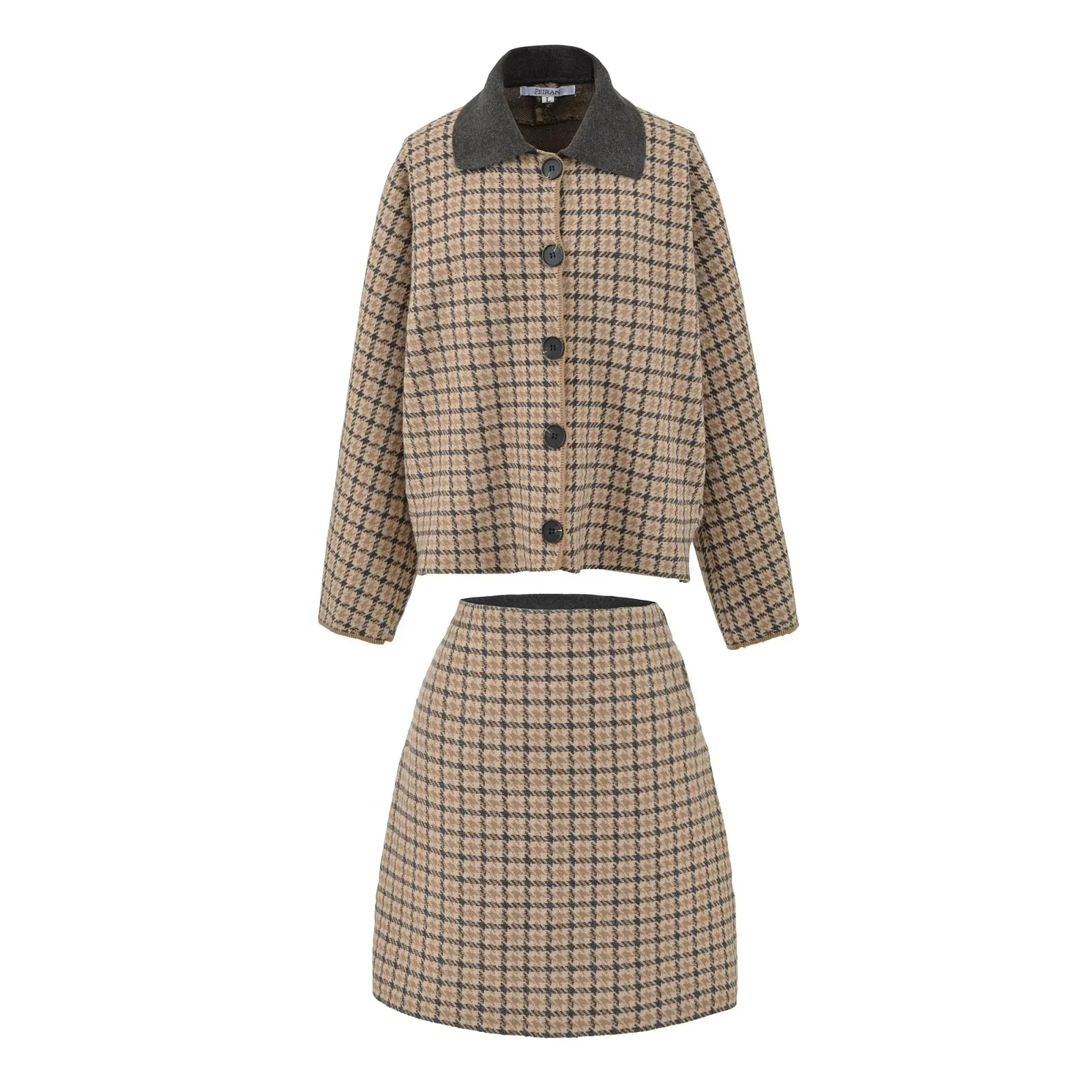 Casual Plaid Set Autumn Winter New Fashion Loose Slimming Turn-down Collar Single Button Coat High Waist Skirt Women's Wear
Casual Plaid Set Autumn Winter New Fashion Loose Slimming Turn-down Collar Single Button Coat High Waist Skirt Women's Wear