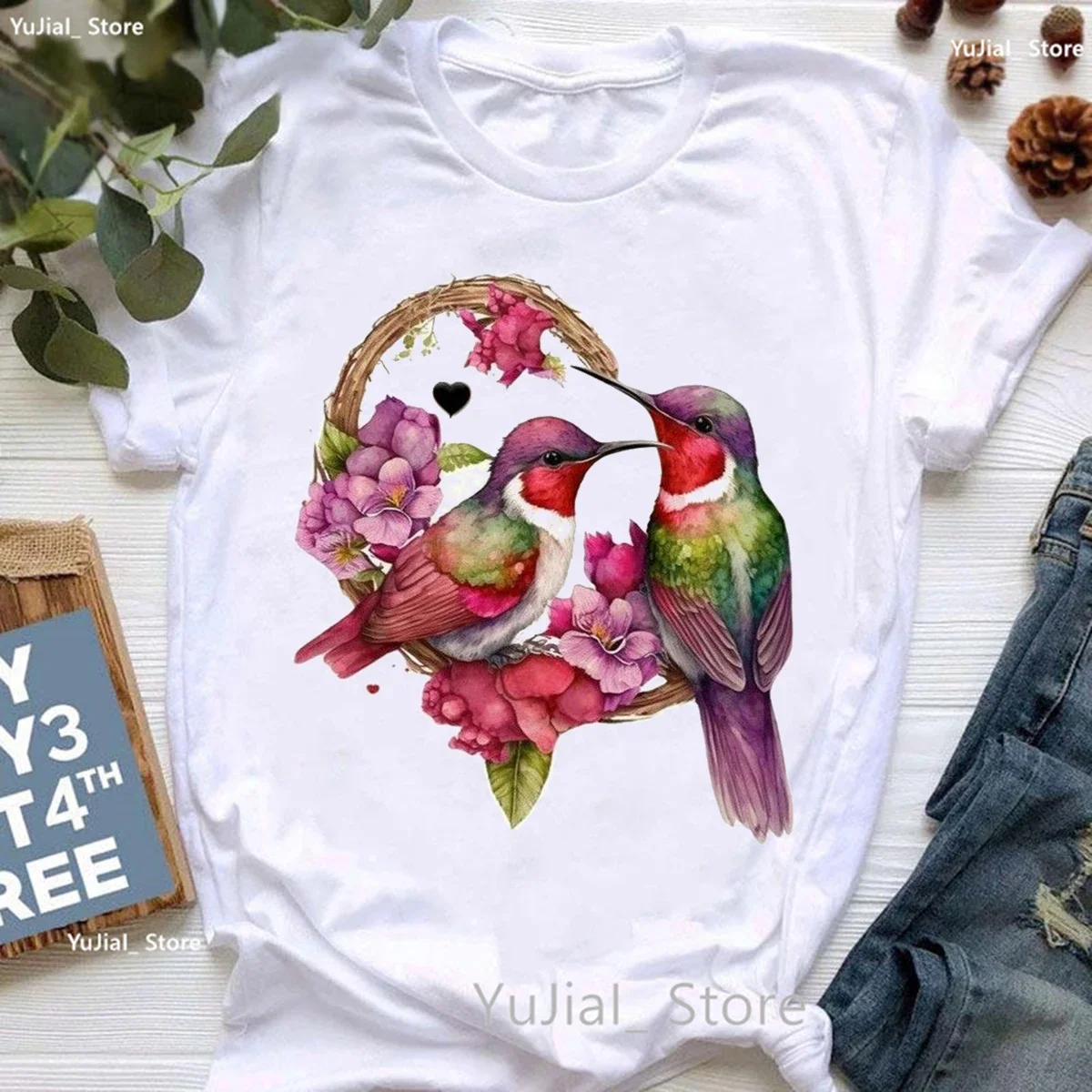 Colorful Cockatiel/Parrot Flowers Love Print T Shirt Women'S Clothing Funny White Tshirt Femme Kawaii Bird T-Shirt Female
Colorful Cockatiel/Parrot Flowers Love Print T Shirt Women'S Clothing Funny White Tshirt Femme Kawaii Bird T-Shirt Female