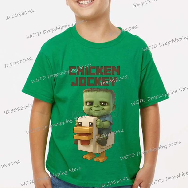 Kids Y2K Chicken Jockey Tops Short Sleeve Funny Cartoon Game Figure T-shirt Street Wild Chicken Jockey Print Boys Girls Tshirt
Kids Y2K Chicken Jockey Tops Short Sleeve Funny Cartoon Game Figure T-shirt Street Wild Chicken Jockey Print Boys Girls Tshirt