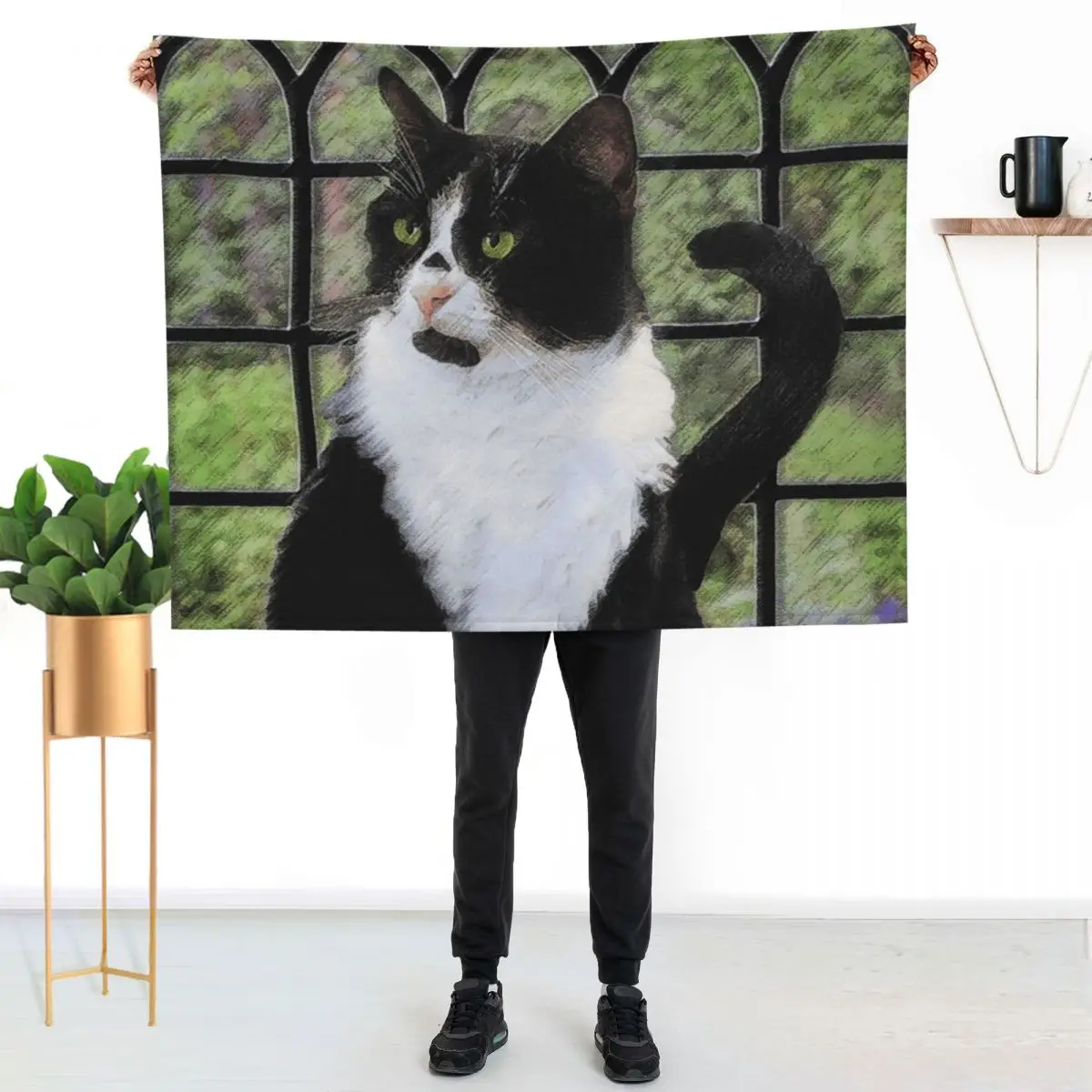 Tuxedo Cat in Window Throw Blanket Portable Lightweight Blanket for Travel Camping
Tuxedo Cat in Window Throw Blanket Portable Lightweight Blanket for Travel Camping
