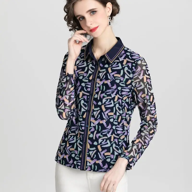 2025 Spring New Patchwork Long Sleeve Net Yarn Shirts All-match Fashion Printing Temperament Turn-down Collar Blouse Women's
2025 Spring New Patchwork Long Sleeve Net Yarn Shirts All-match Fashion Printing Temperament Turn-down Collar Blouse Women's