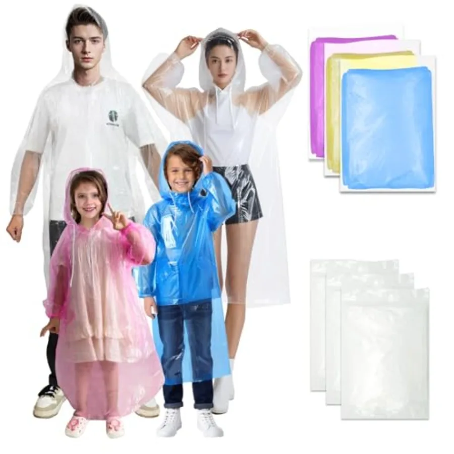 Ponchos Family Pack, Rain Poncho for Adults and Disposable Emergency Rain Ponchos
Ponchos Family Pack, Rain Poncho for Adults and Disposable Emergency Rain Ponchos