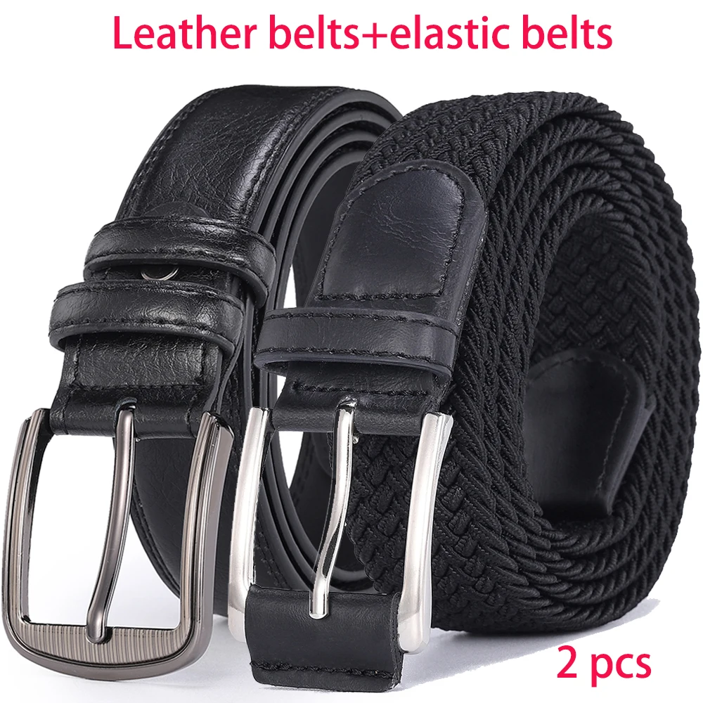 2PCS Men's Belts Pin Buckle Belts Genuine Leather Stretch Belts Holiday Gift Pin Buckle Leather
2PCS Men's Belts Pin Buckle Belts Genuine Leather Stretch Belts Holiday Gift Pin Buckle Leather