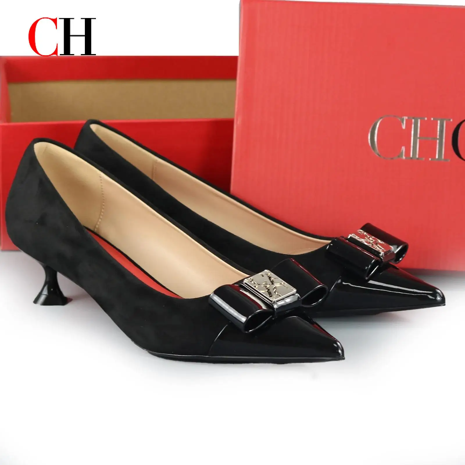 CH Women Bow Decor Suede Leather Pointed Toe Kitten Heel Pumps Luxury Designer Office Party Dress Shoes Fashion Elegant Footwear
CH Women Bow Decor Suede Leather Pointed Toe Kitten Heel Pumps Luxury Designer Office Party Dress Shoes Fashion Elegant Footwear