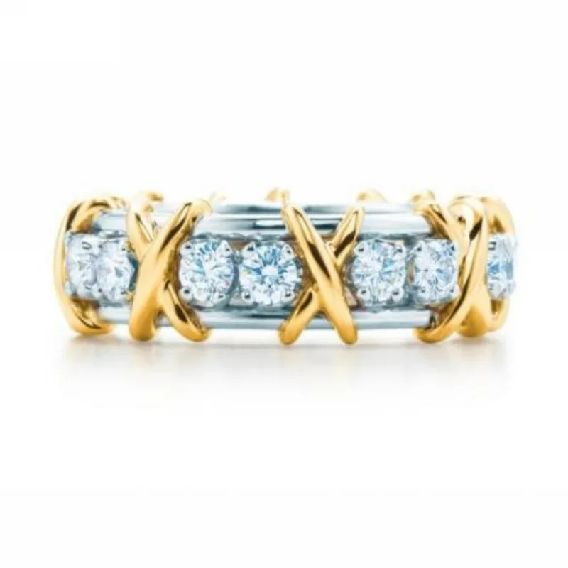 Modern Mixed-Metal Openwork X-Shape Statement Ring with Round Crystals,
Modern Mixed-Metal Openwork X-Shape Statement Ring with Round Crystals,